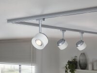 Paulmann URail LED Schienenspot Pane Einzelspot 400 lumen 7,4W 2700K dimmbar 230V Weiß Chrom matt 95374 entspricht 50W Licht