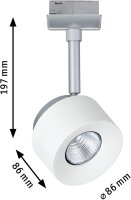 Paulmann URail LED Schienenspot Pane Einzelspot 400 lumen 7,4W 2700K dimmbar 230V Weiß Chrom matt 95374 entspricht 50W Licht