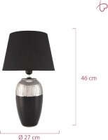 48226 Pauleen Midnight Beauty Tischleuchte handgefertigt Schwarz, Silber Glamour Stoff Keramik E27