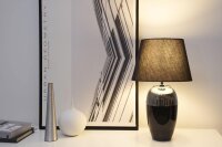 48226 Pauleen Midnight Beauty Tischleuchte handgefertigt Schwarz, Silber Glamour Stoff Keramik E27