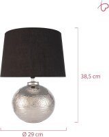 48222 Pauleen Touch of Silver Tischleuchtehandgefertigt Schwarz Silber Glamour Stoff Keramik E14