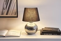 48222 Pauleen Touch of Silver Tischleuchtehandgefertigt Schwarz Silber Glamour Stoff Keramik E14