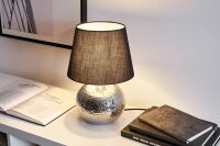 48222 Pauleen Touch of Silver Tischleuchtehandgefertigt Schwarz Silber Glamour Stoff Keramik E14