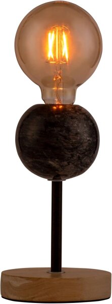 48191 Pauleen Marble Dream Tischleuchte max. 20 Watt Schwarz, Holz Marmor, Holz E27