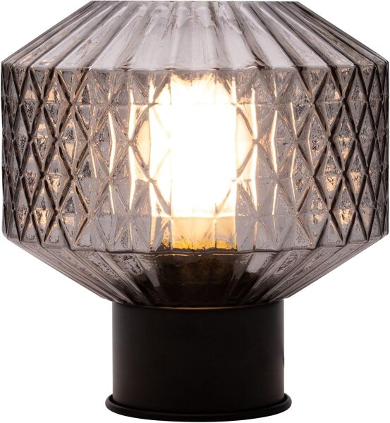 48195 Pauleen Gleaming Smoke Tischleuchte max. 20 Watt Rauchglas, Schwarz Glas, Metall E27