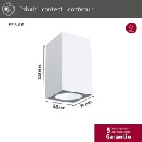 Paulmann Flame LED Außenleuchte Weiß IP44 3,8W 3000K Warmweiß Aluminium Wandleuchte 230V